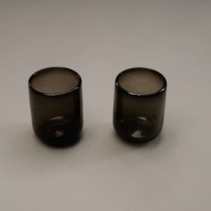 Set of recycled smoky glass tumblers