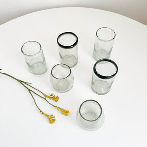 A set of handblown glasses made in Mexico.