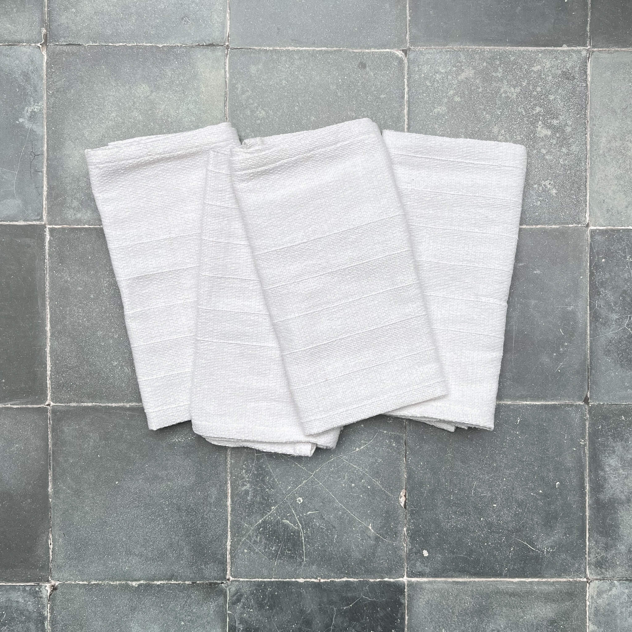 Set of 4 Oaxaca cotton napkins featuring white on white design.