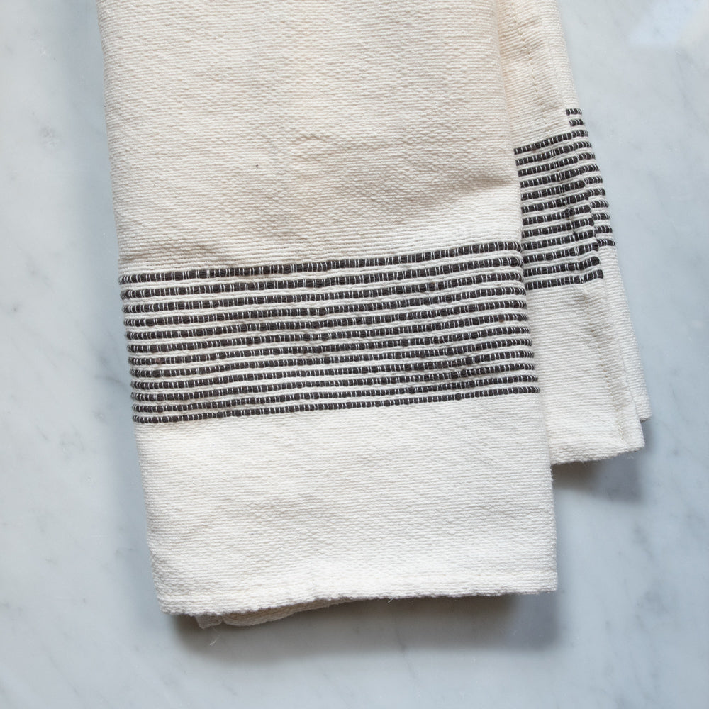 Oaxaca Hand Towel - Cream with Gray Stripes